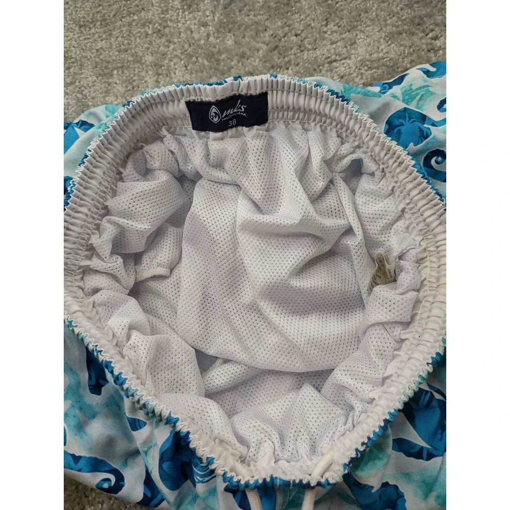 MKS Unlimited Swim Trunks‎ Ocean Themed Dolphin Seahorse Jellyfish Accent Sz 38
